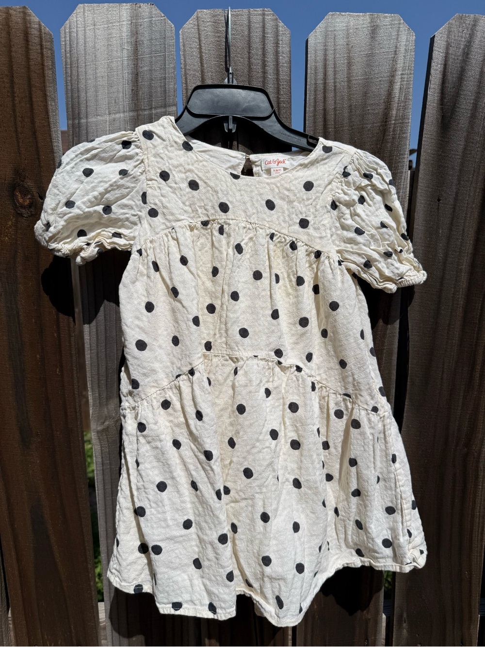 Cat & Jack Cream Dress with Black Polka Dots